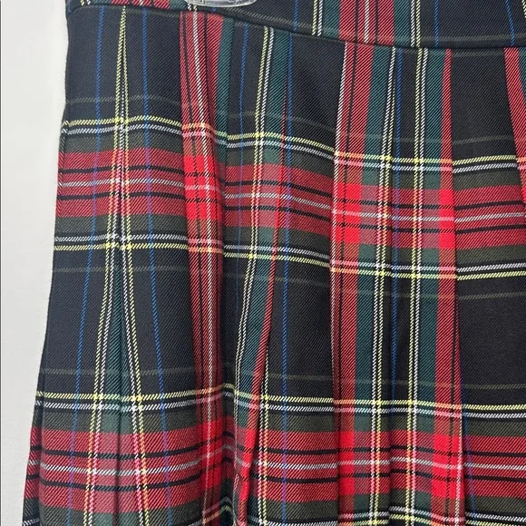 Brooks Brothers red black tartan plaid pleated skirt knee length size 12 - Picture 2 of 7